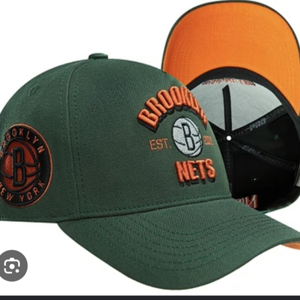 NBA Brooklyn Nets Green and Orange Embroidered Cap